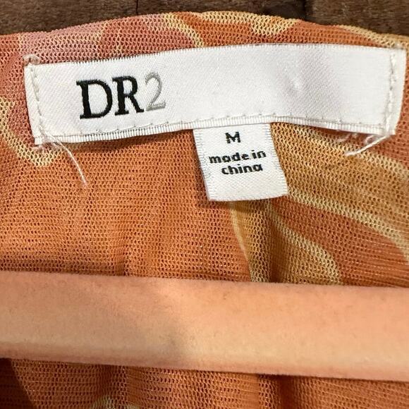 Y2K Orange Floral Sheer Baby Doll Boho Fairy Romantic Girly Top Medium - Picture 8 of 10